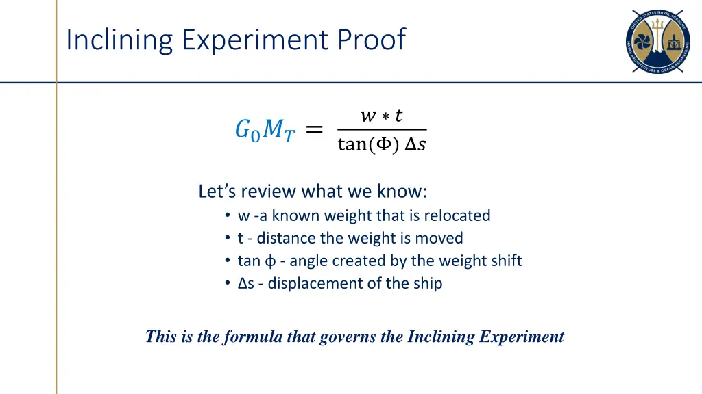 inclining experiment proof 3