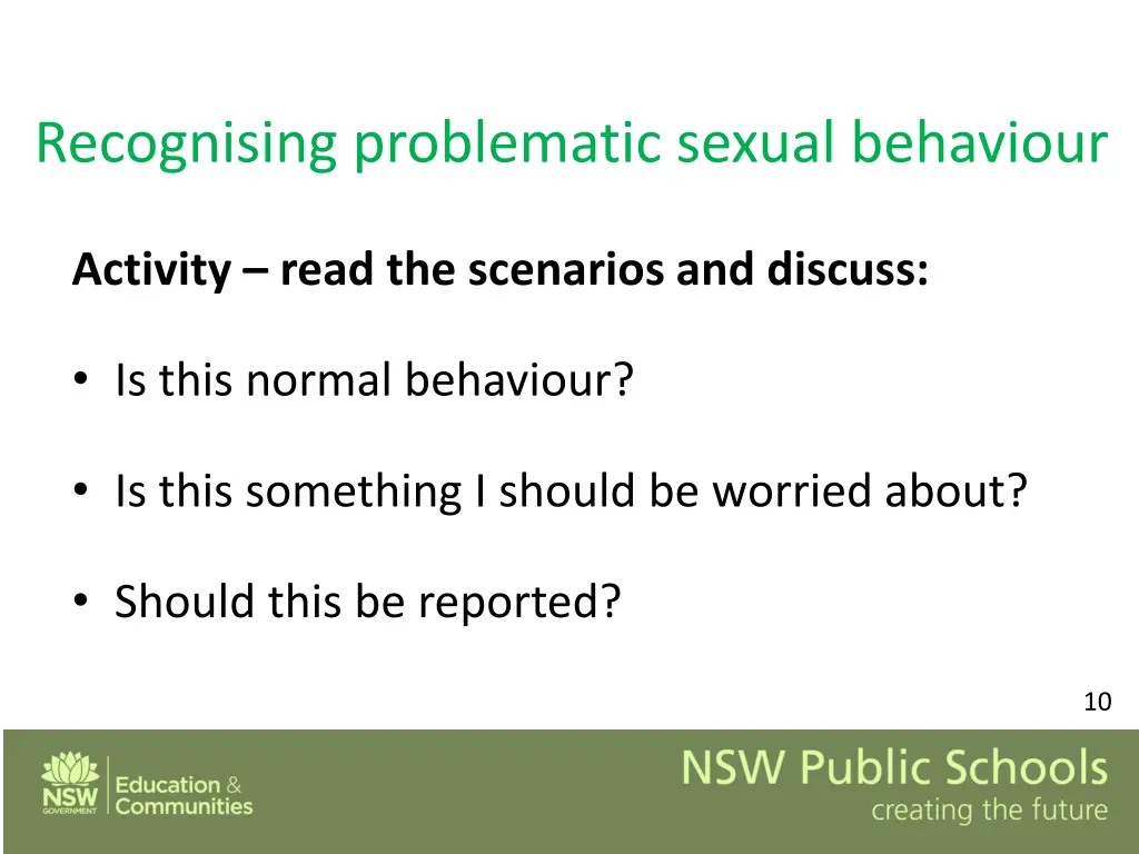 recognising problematic sexual behaviour