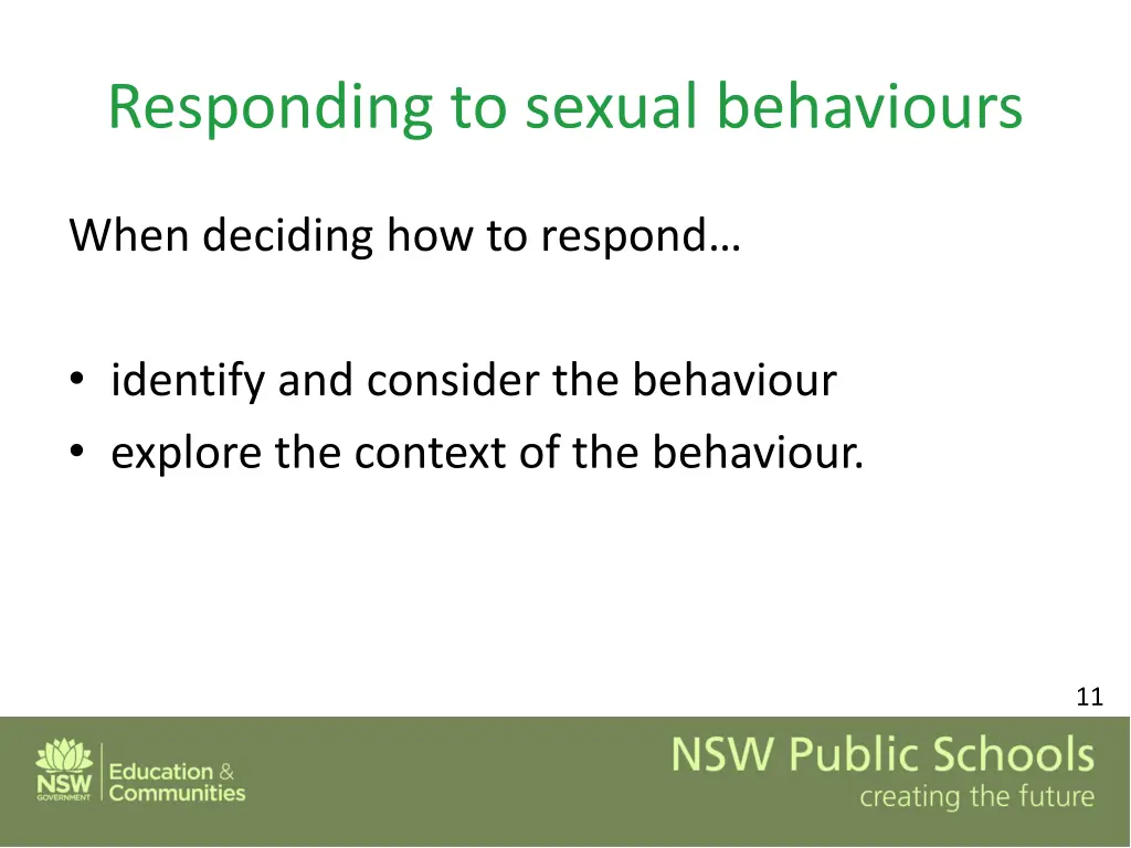 responding to sexual behaviours