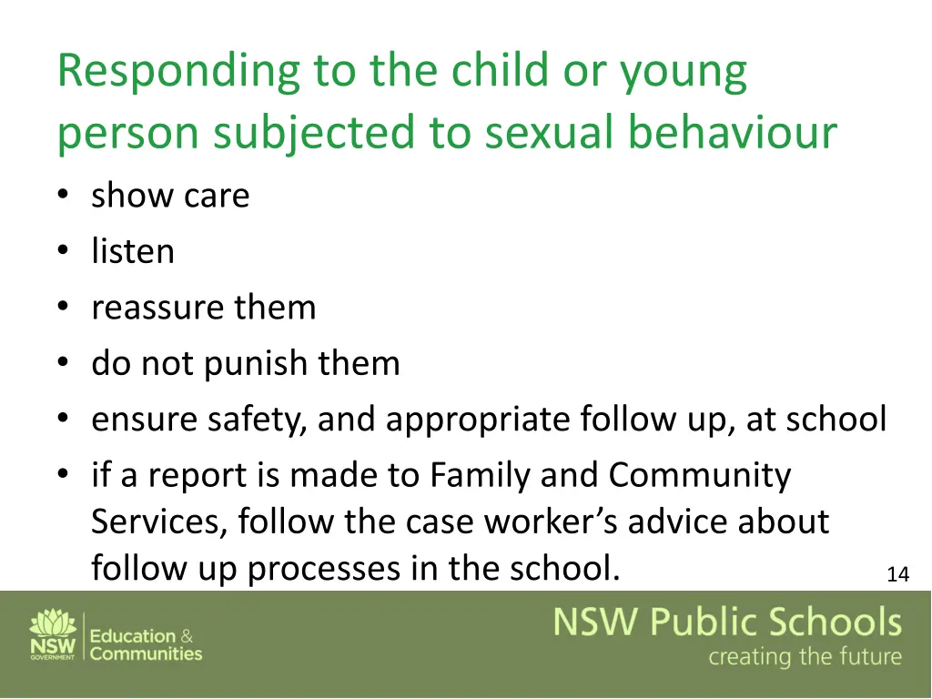 responding to the child or young person subjected
