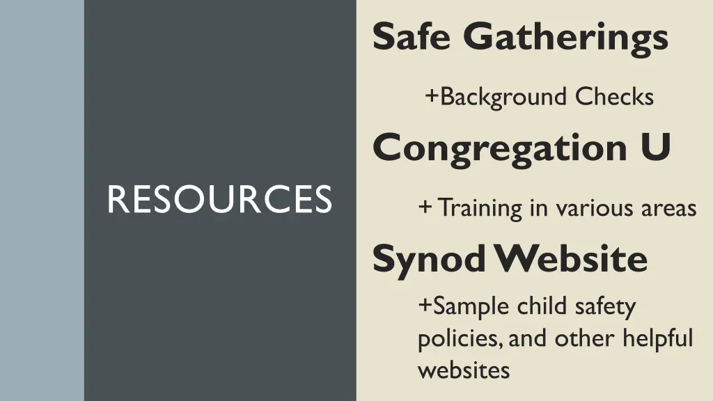 safe gatherings background checks congregation