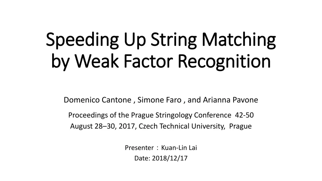 speeding up string matching speeding up string