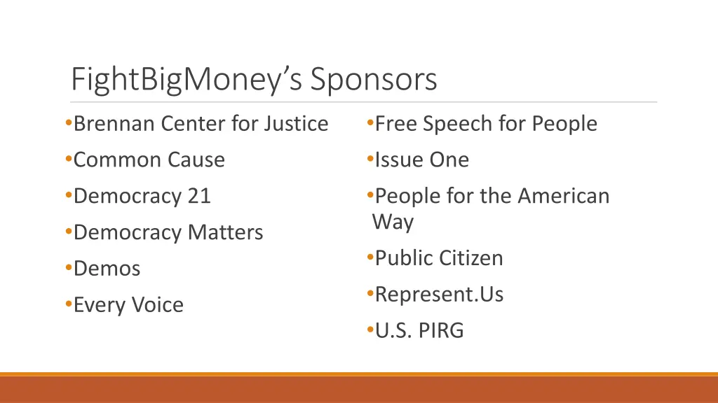 fightbigmoney s sponsors brennan center