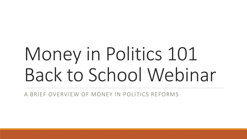 money in politics 101 back to school webinar