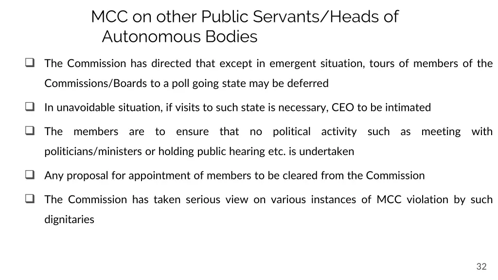 mcc on other public servants heads of autonomous