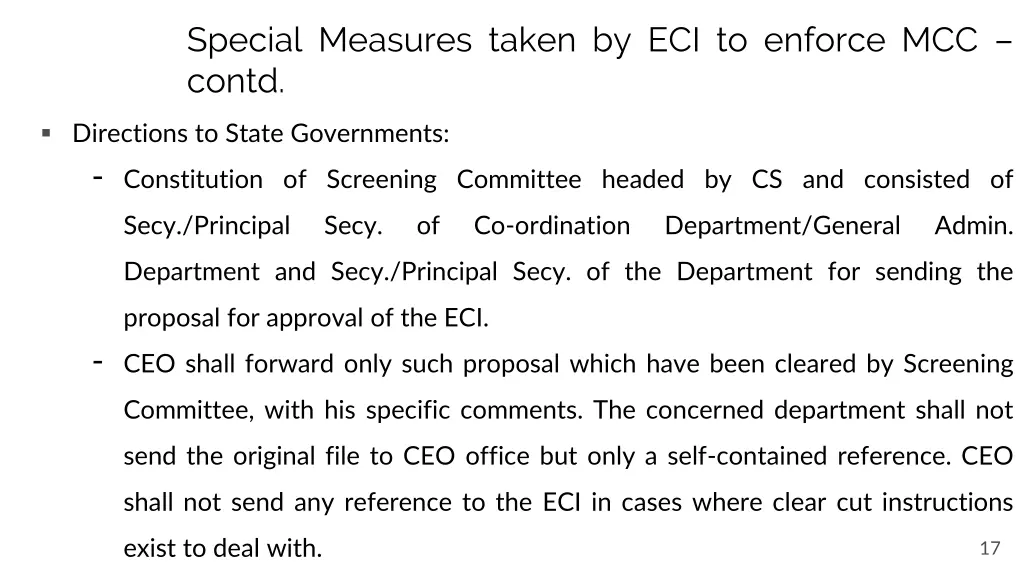 special measures taken by eci to enforce mcc contd