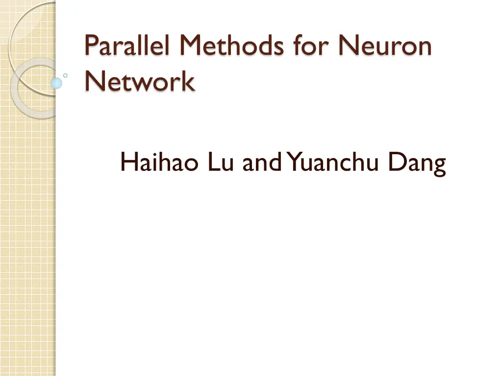 parallel methods for neuron network