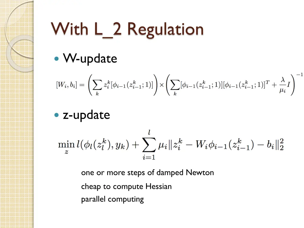 with l 2 regulation