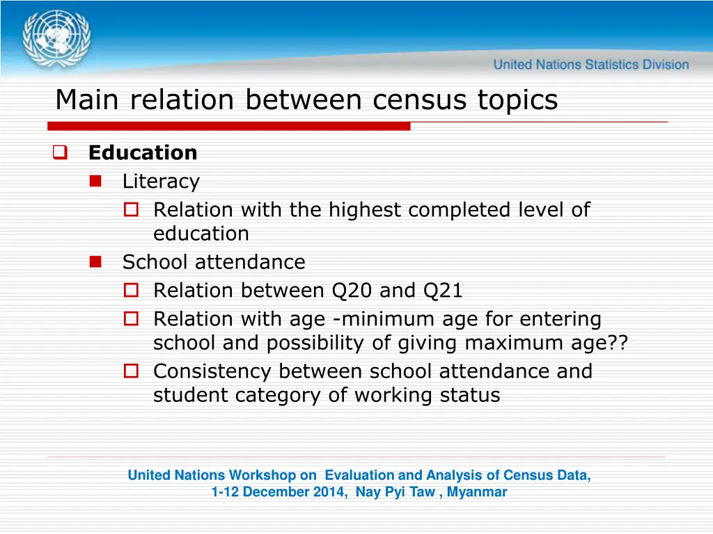 main relation between census topics 5