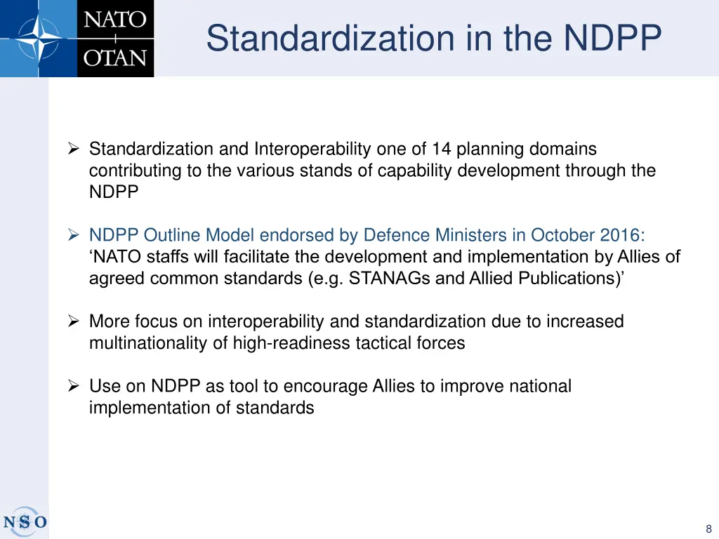 standardization in the ndpp