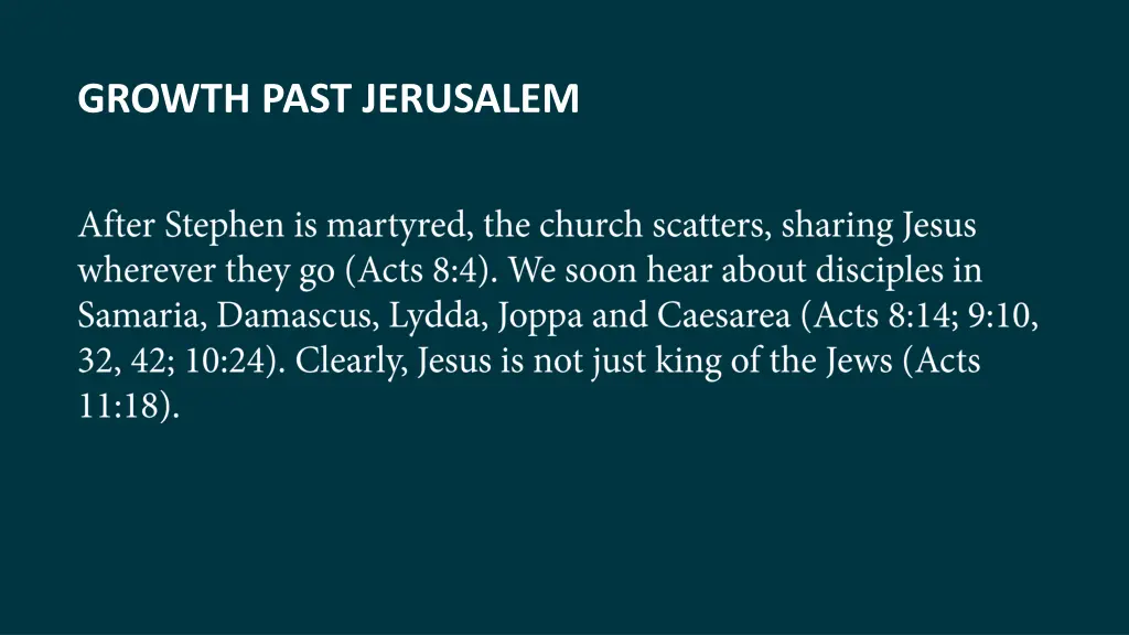 growth past jerusalem