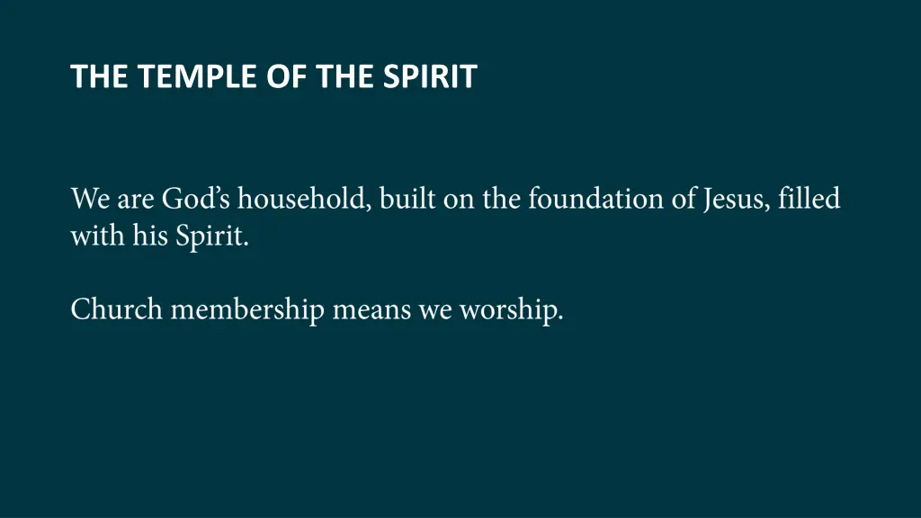 the temple of the spirit