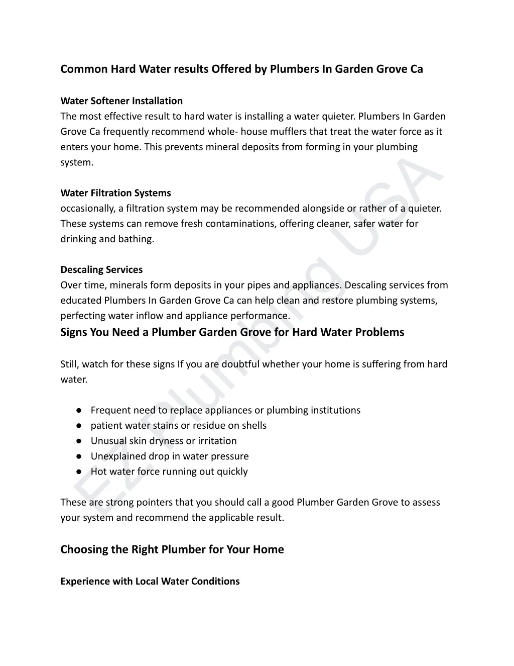 common hard water results offered by plumbers