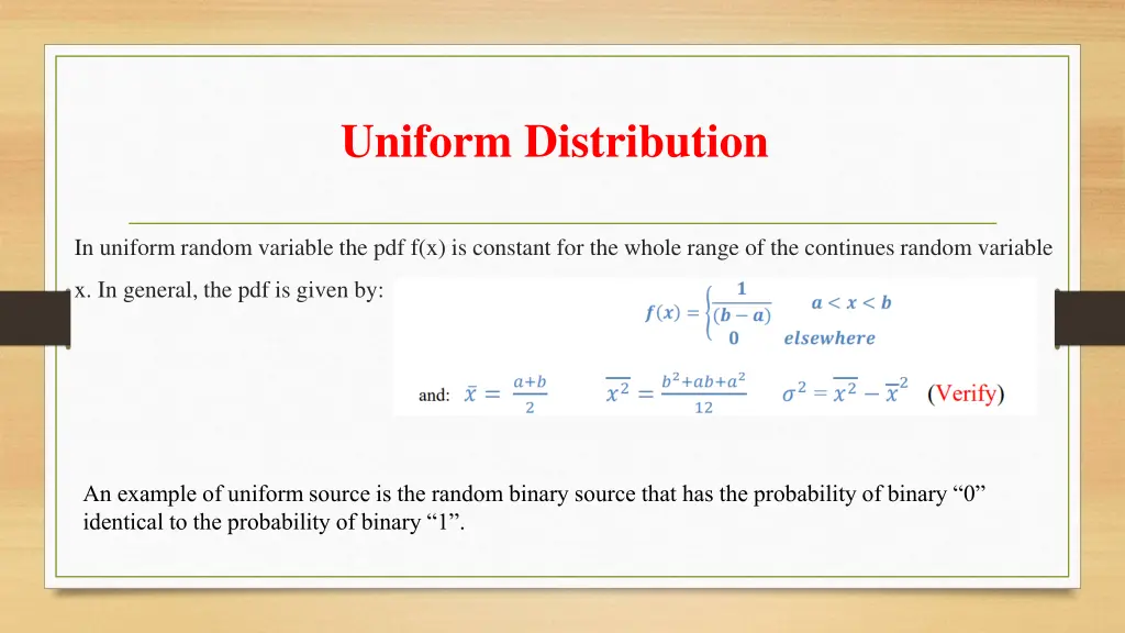 uniform distribution