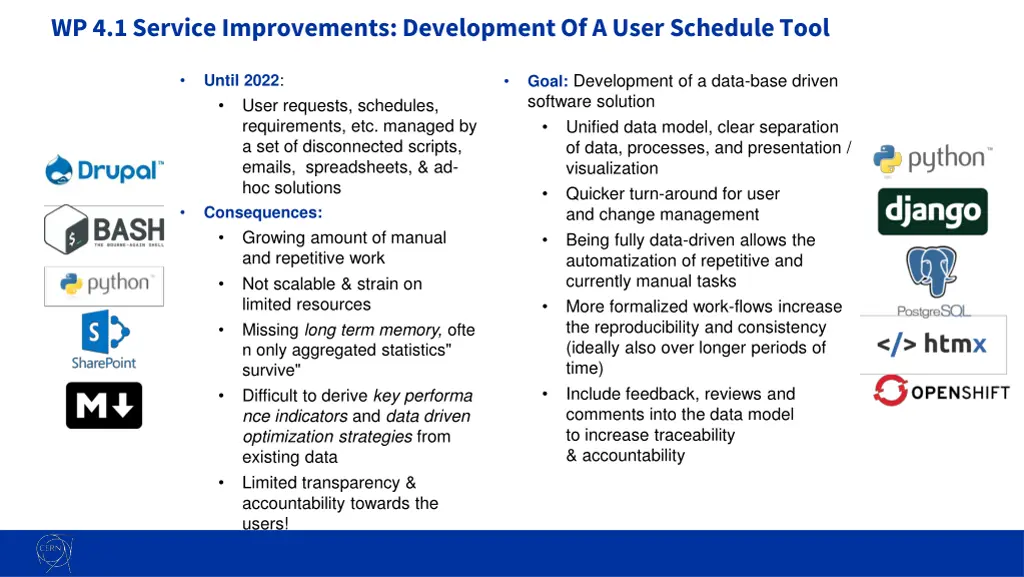 wp 4 1 service improvements development of a user