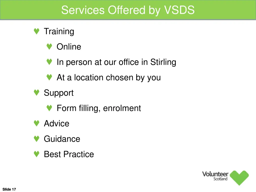 services offered by vsds