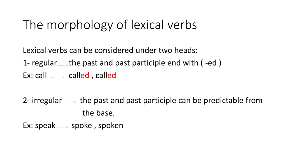 the morphology of lexical verbs