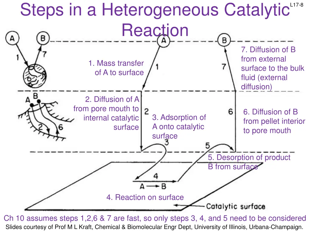 steps in a heterogeneous catalytic reaction