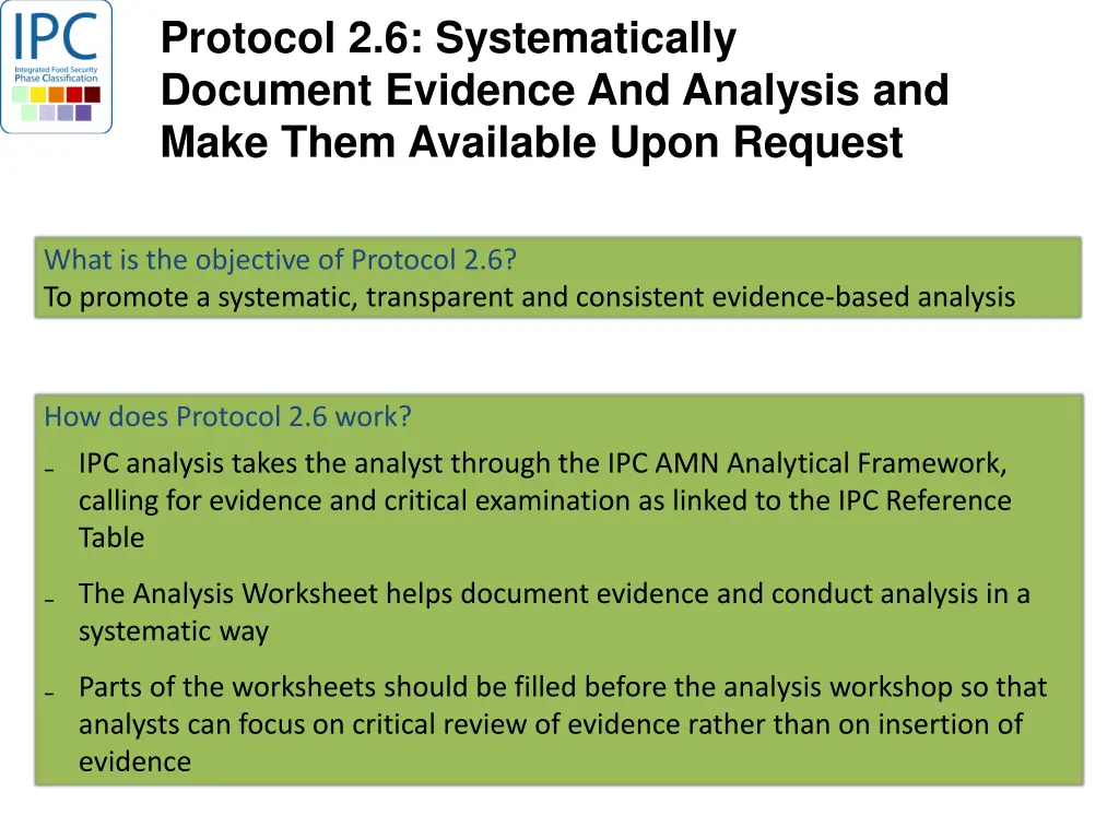 protocol 2 6 systematically document evidence