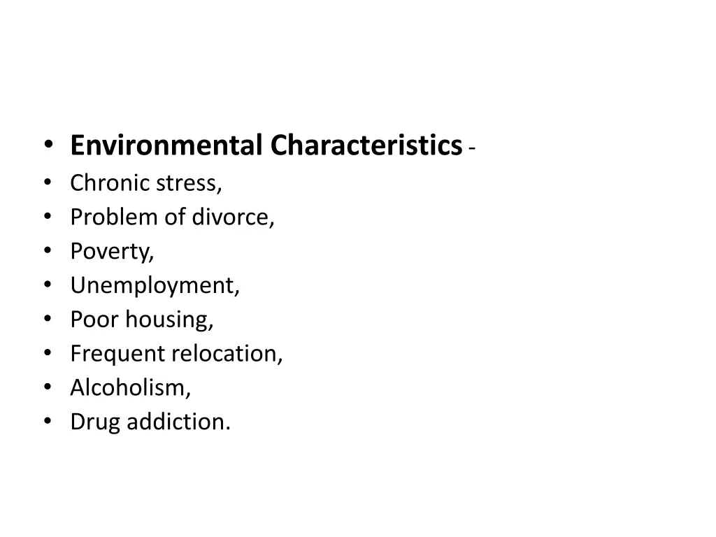 environmental characteristics chronic stress