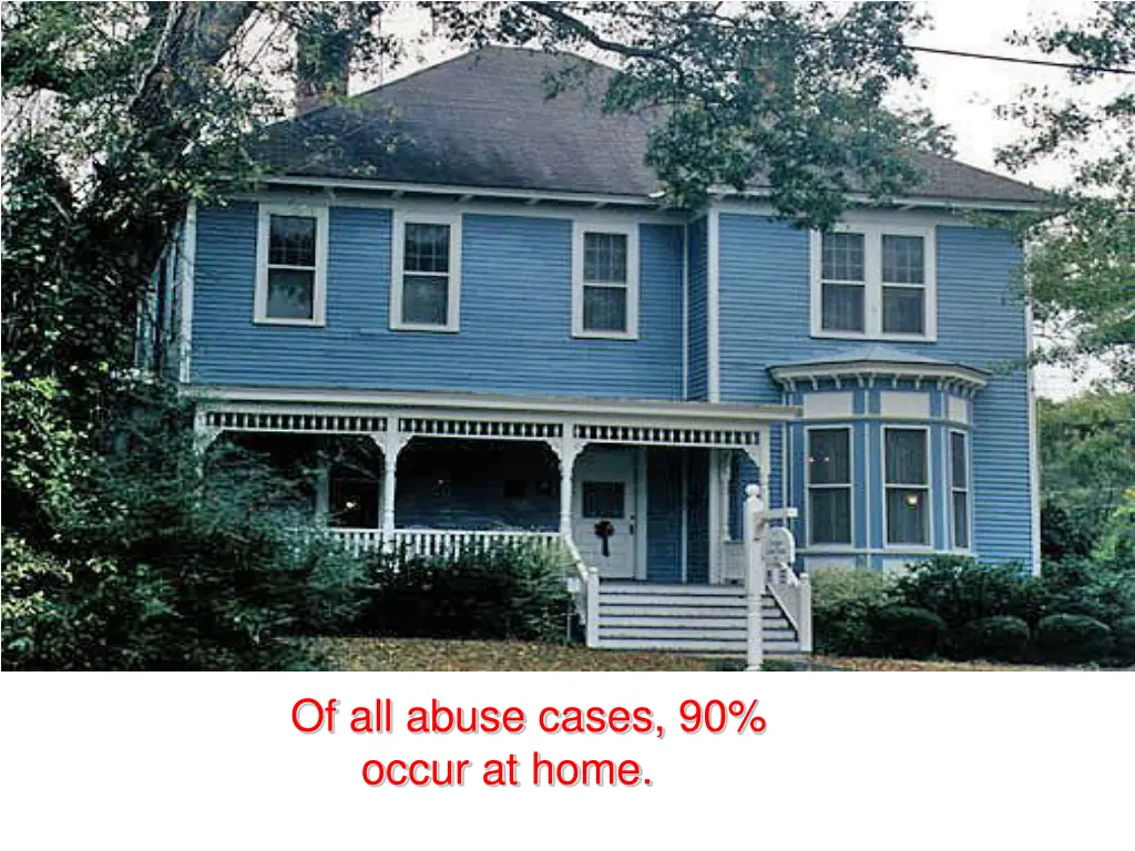 of all abuse cases 90 occur at home