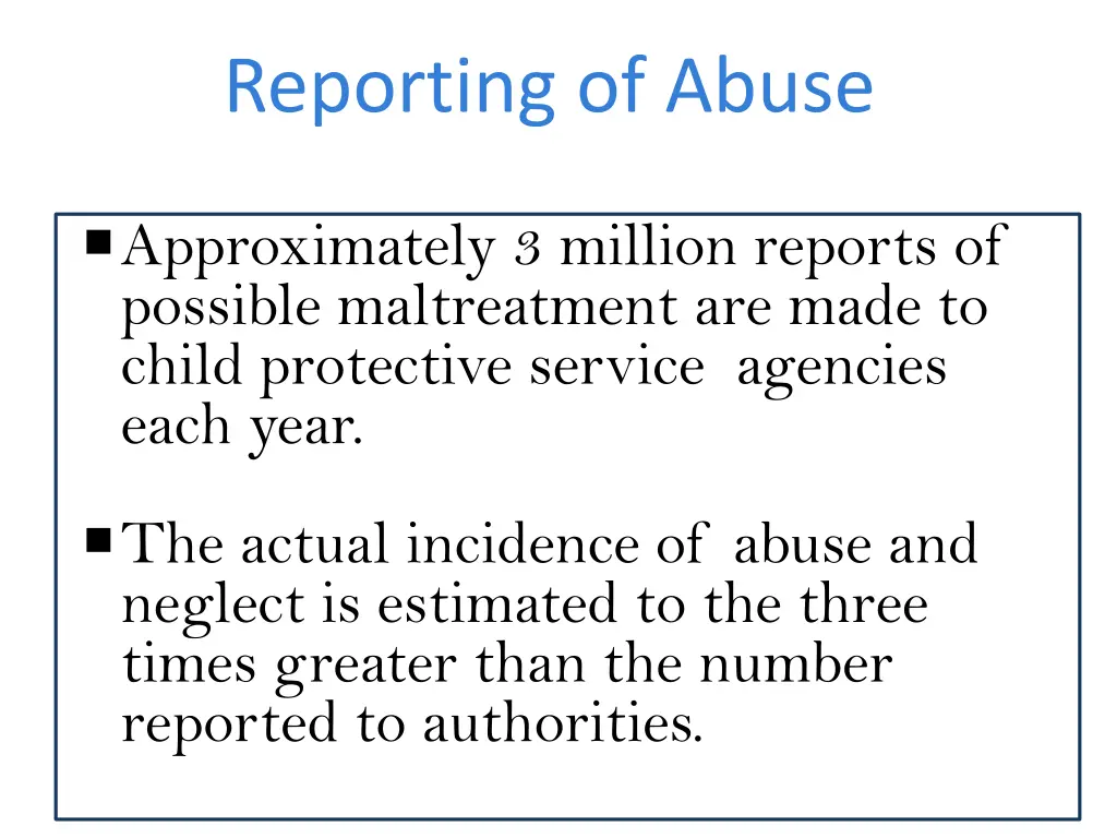 reporting of abuse