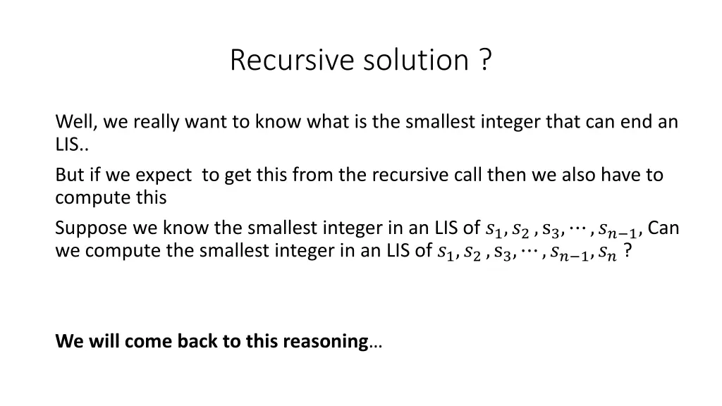 recursive solution 1
