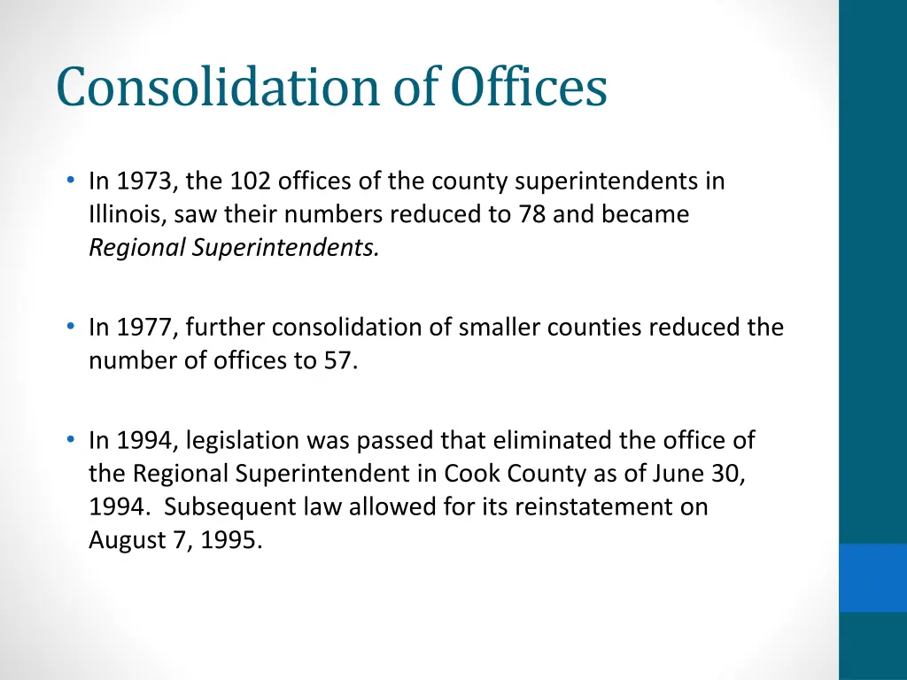 consolidation of offices