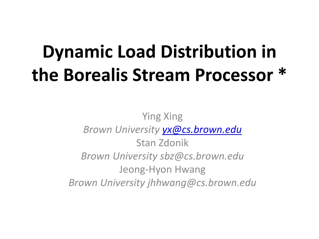 dynamic load distribution in the borealis stream