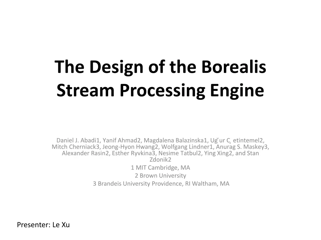 the design of the borealis stream processing