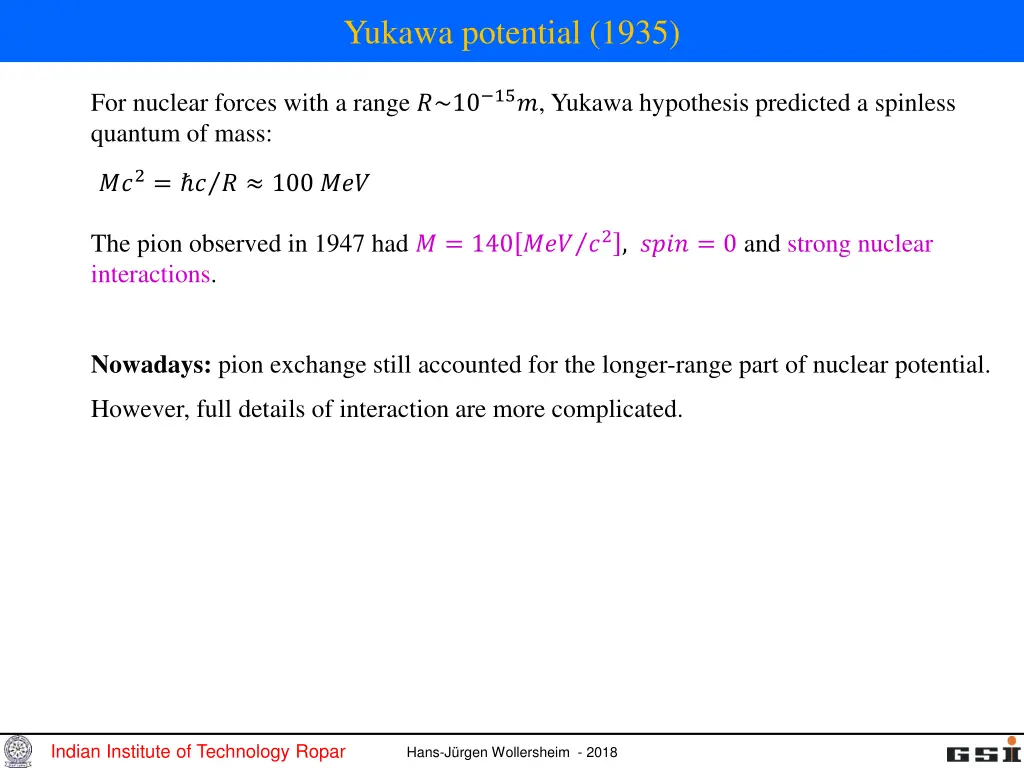 yukawa potential 1935