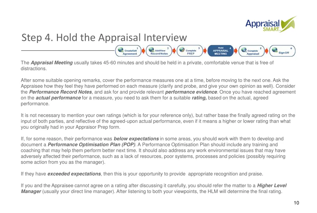 step 4 hold the appraisal interview