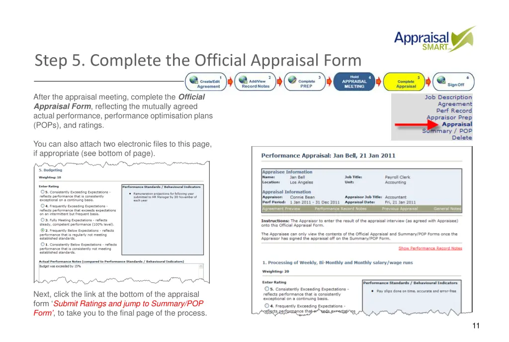 step 5 complete the official appraisal form