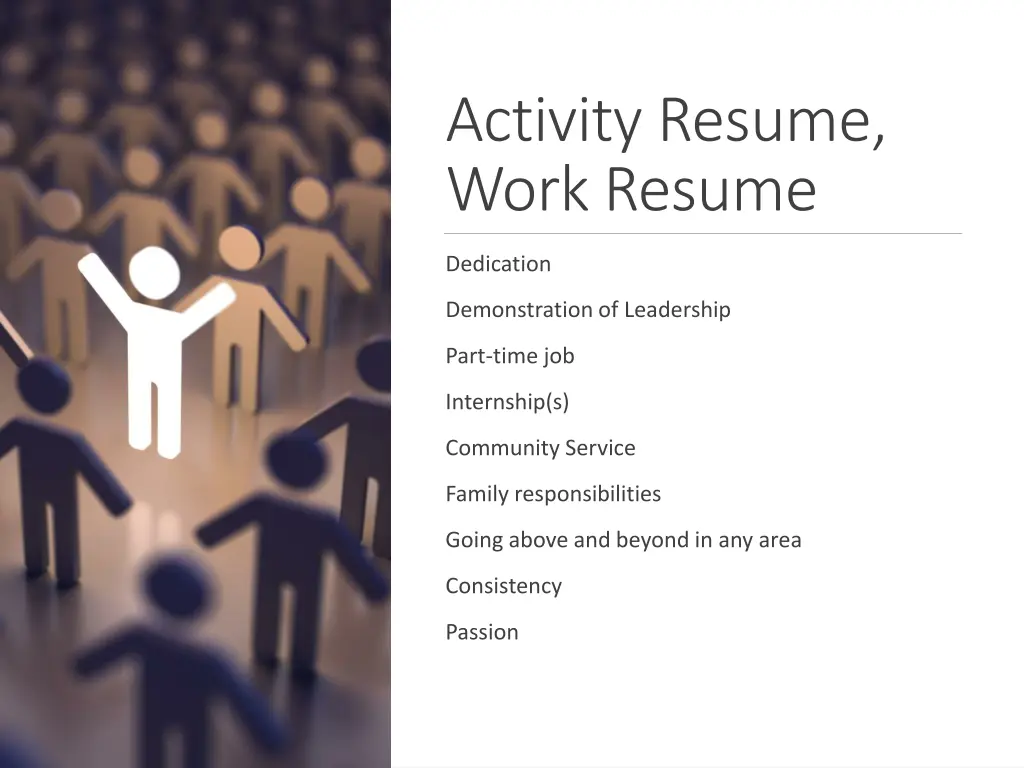 activity resume work resume