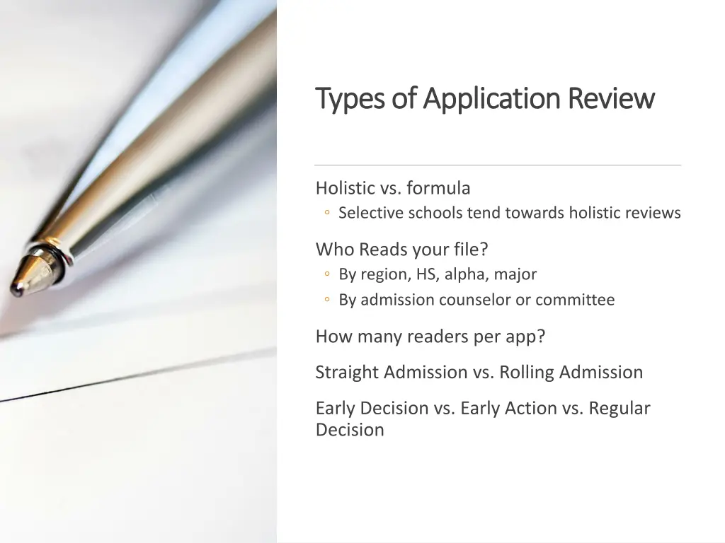 types of application review types of application