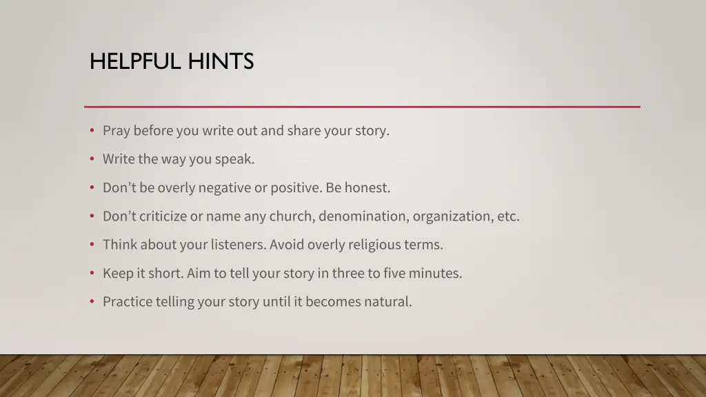 helpful hints