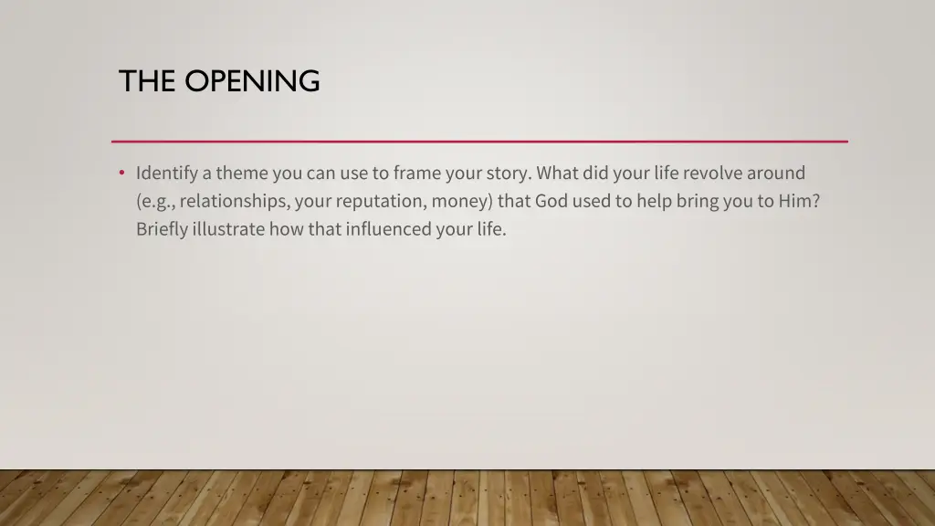 the opening