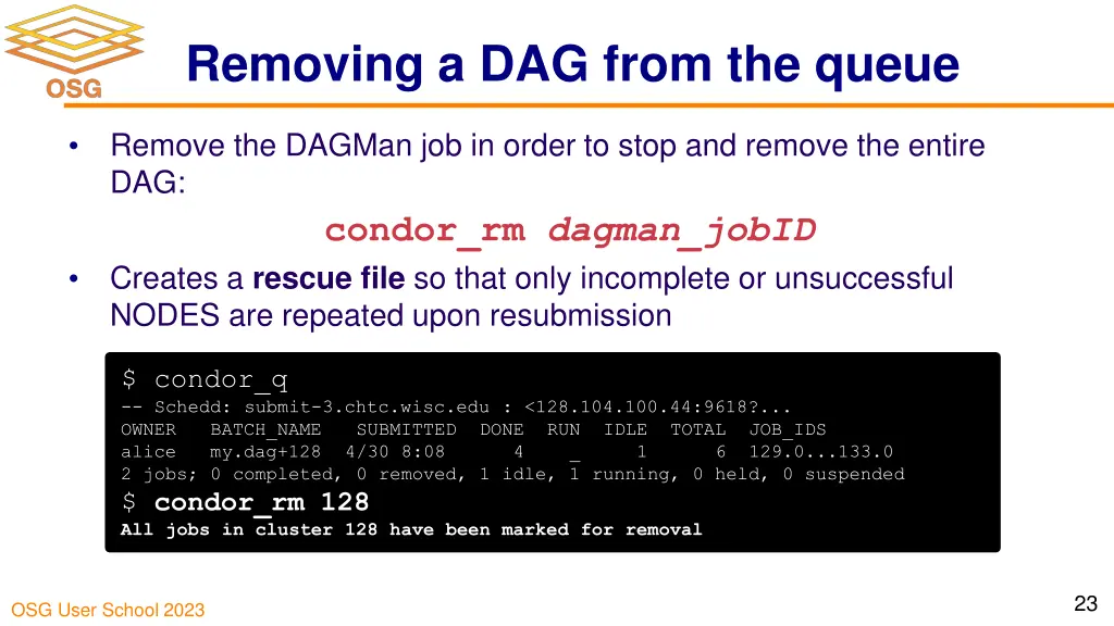 removing a dag from the queue