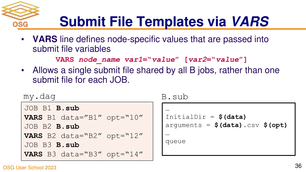 submit file templates via vars vars line defines