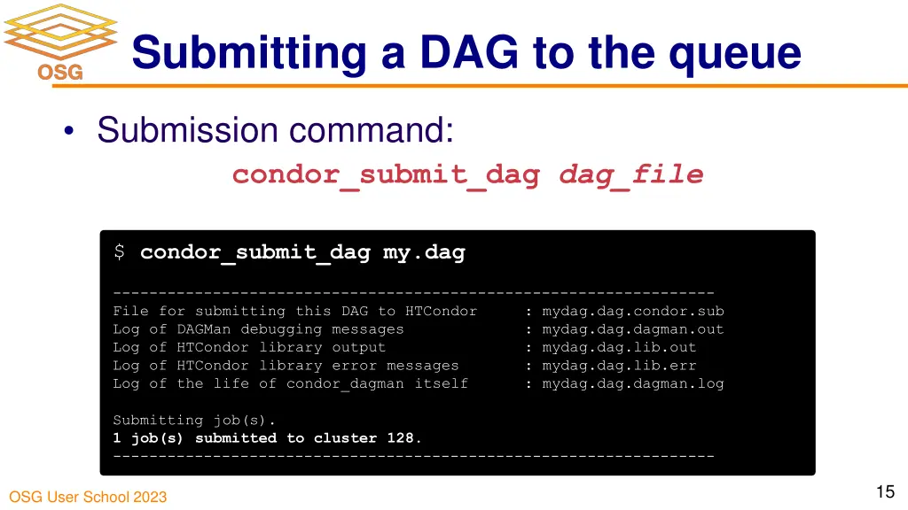 submitting a dag to the queue