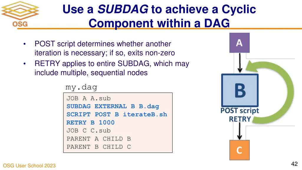 use a subdag to achieve a cyclic component within
