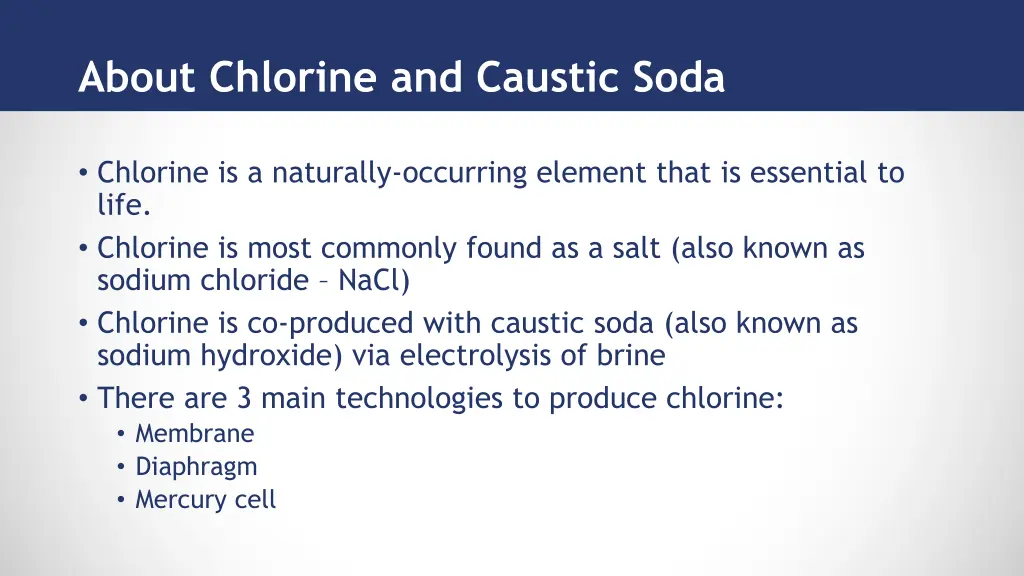 about chlorine and caustic soda
