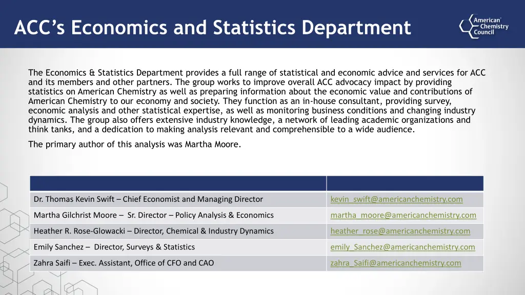 acc s economics and statistics department