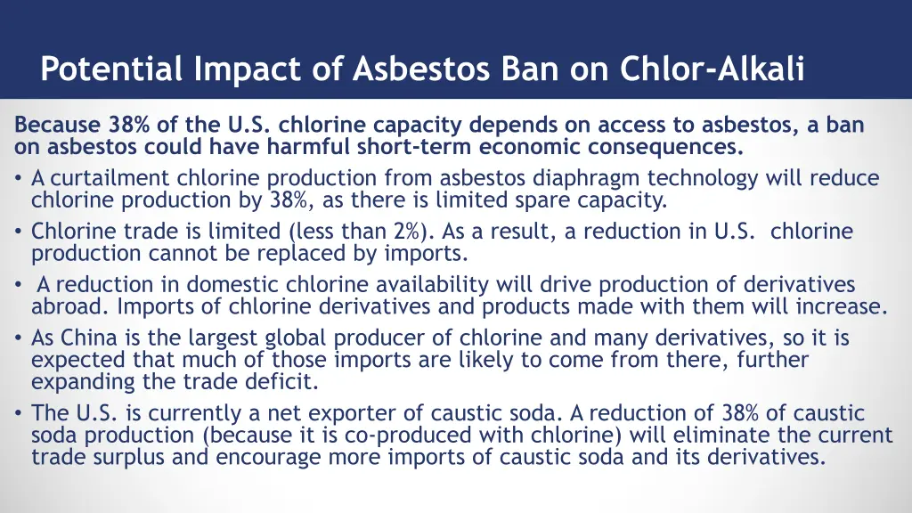 potential impact of asbestos ban on chlor alkali