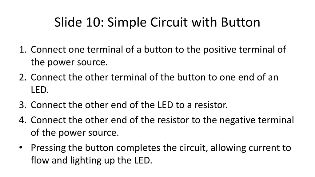 slide 10 simple circuit with button