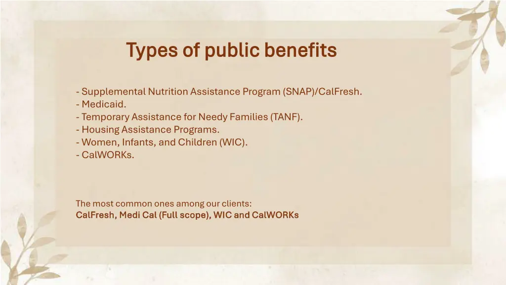 types of public benefits types of public benefits