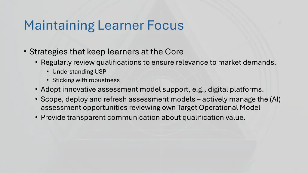 maintaining learner focus