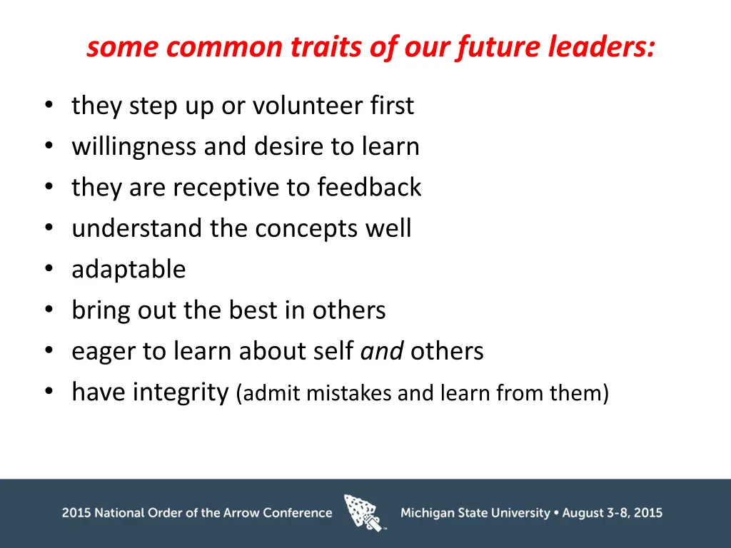 some common traits of our future leaders