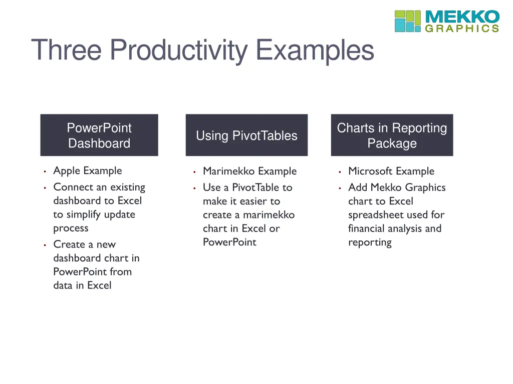 three productivity examples