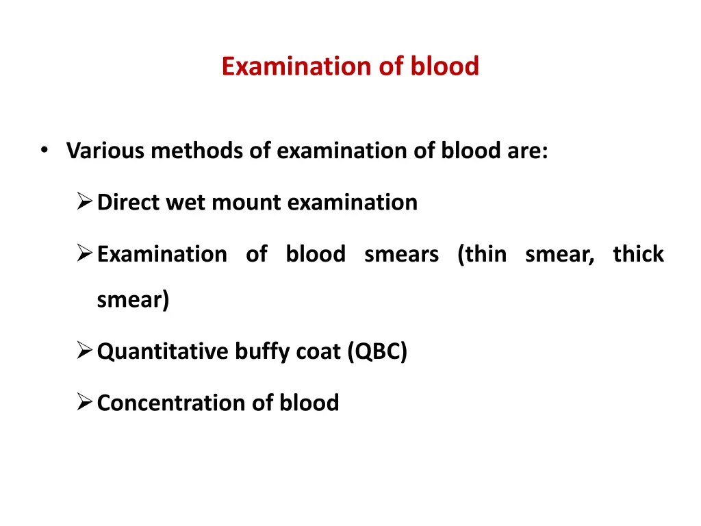 examination of blood